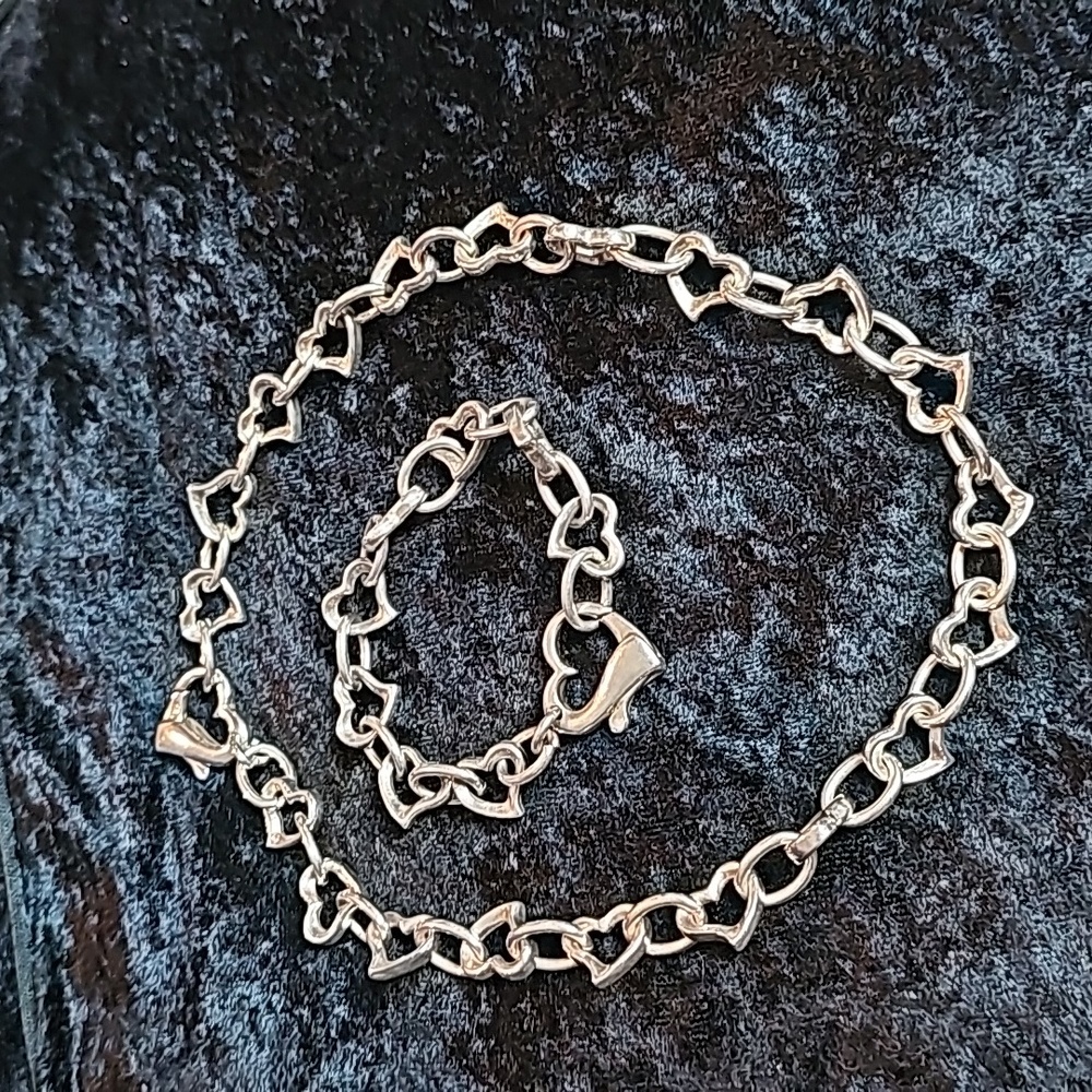 Sterling Silver 925 Vintage Heart Necklace w/  Bracelet or Necklace Extension